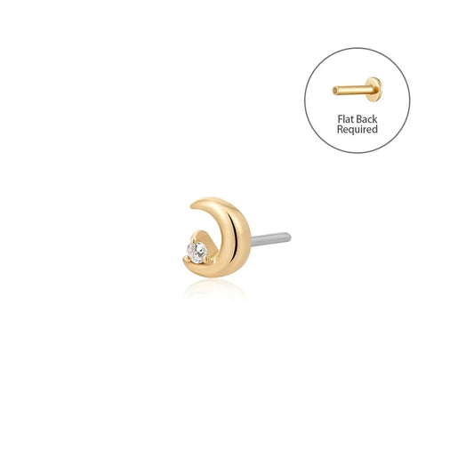 LIORA | Half Moon Lab Grown Diamond Threadless Flatback Earring