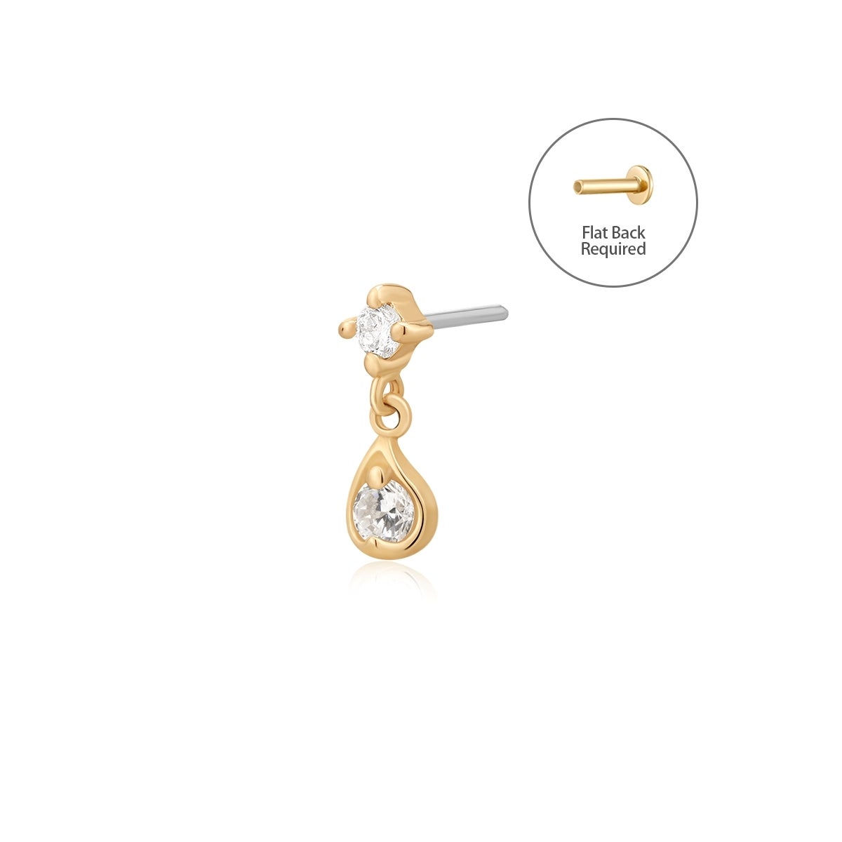ECHO | Dangle Double Lab Grown Diamond Threadless Flatback Earring