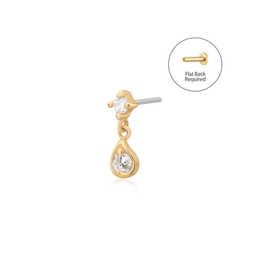 ECHO | Dangle Double Lab Grown Diamond Threadless Flatback Earring