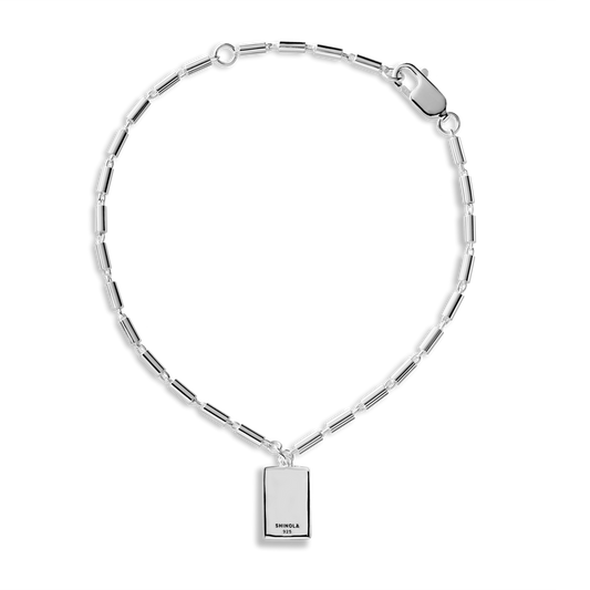 PETITE RECTANGULAR TAG CHAIN BRACELET | Sterling Silver