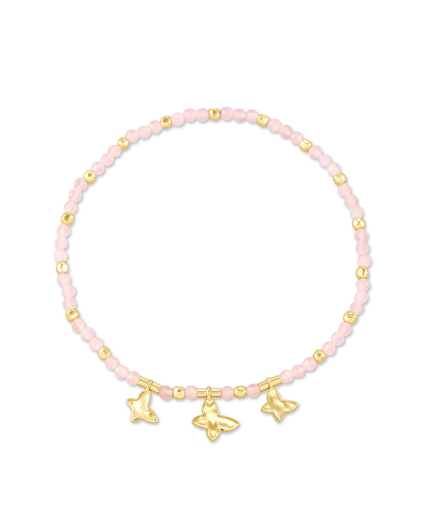 Lillia Butterfly Gold Stretch Bracelet in Pink Cats Eye