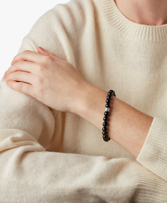 8MM BEADED ONYX BRACELET | .925 Sterling Silver