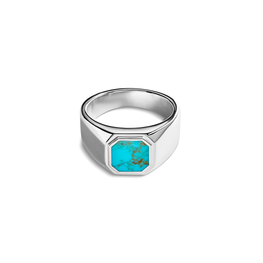 OCTAGONAL INLAY SIGNET RING TURQUOISE | .925 Sterling Silver