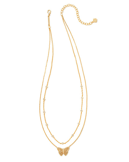 Hadley Butterfly Multi Strand Necklace in Gold