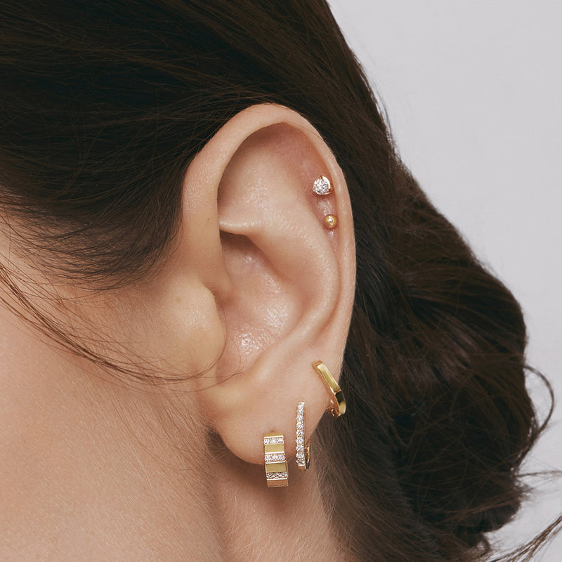 RAVEN | Bead Set Lab Grown Diamond Sleek Hoop Earring