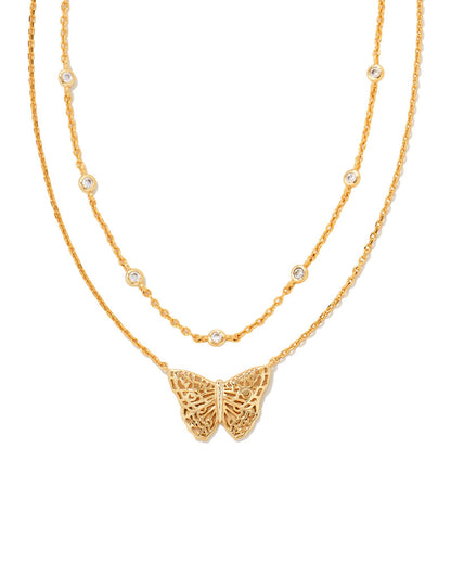 Hadley Butterfly Multi Strand Necklace in Gold