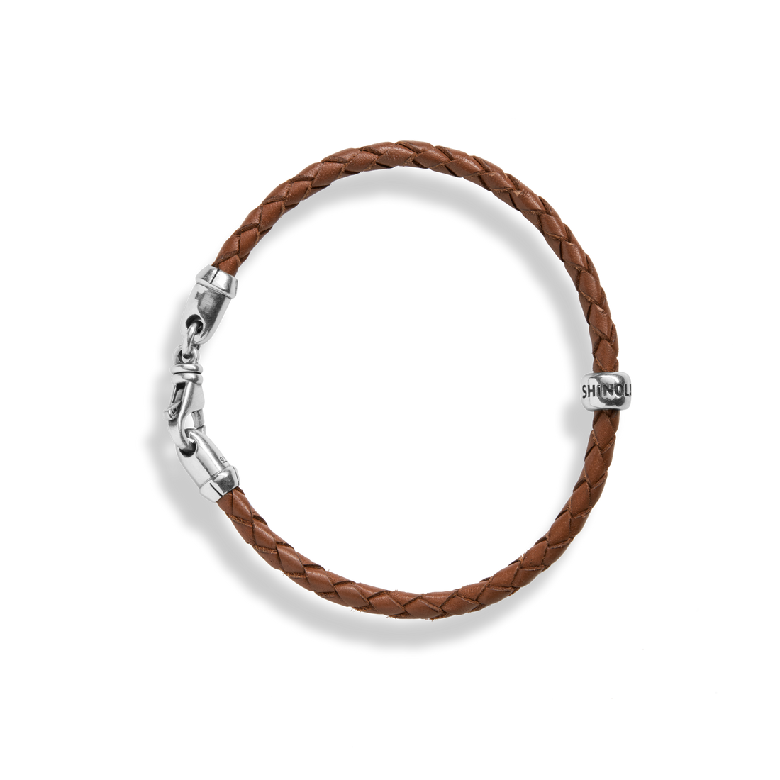 SINGLE WRAP WOVEN LEATHER BRACELET | Sterling Silver