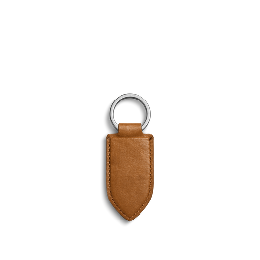 LEATHER MONOGRAM KEY FOB | Tan