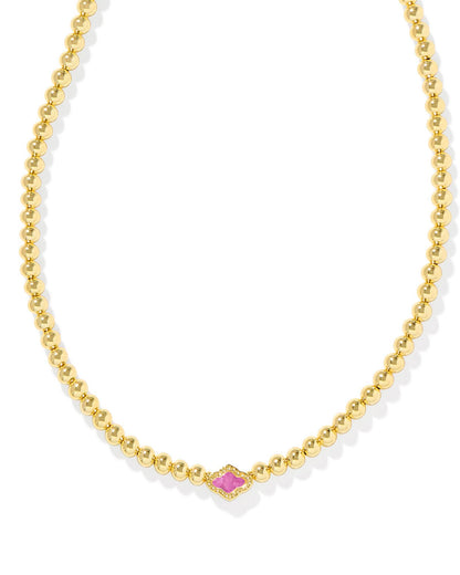 Abbie Gold Beaded Necklace in Azalea Illusion