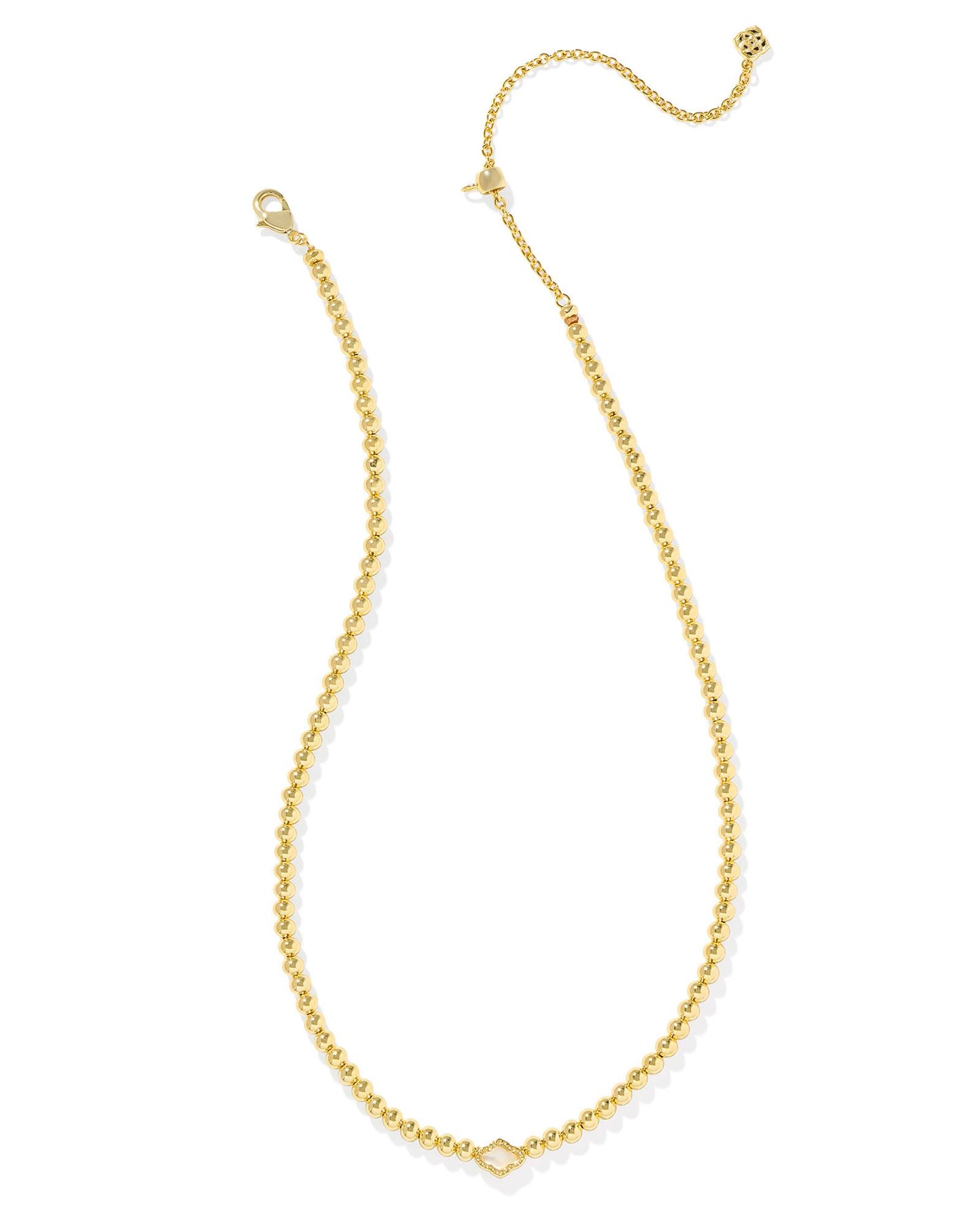 Abbie Gold Beaded Necklace in Natural Mother-of-Pearl