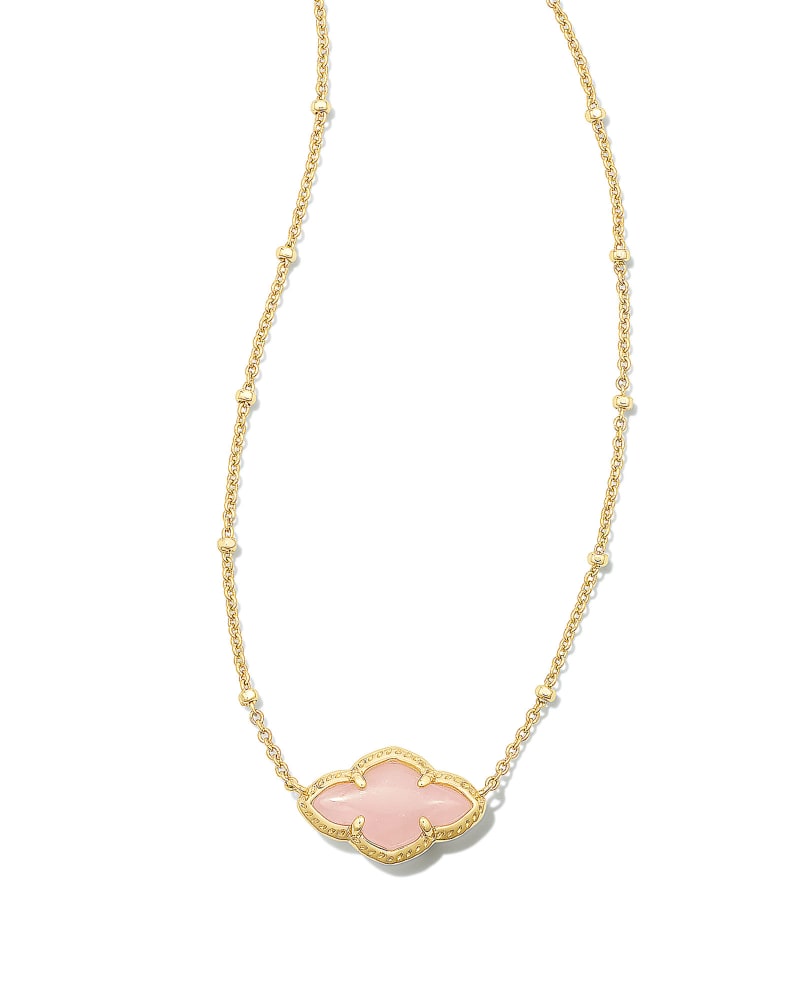 Abbie Gold Pendant Necklace in Rose Quartz