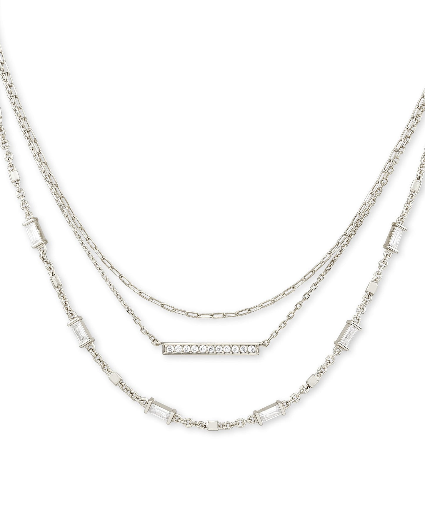 Addison Triple Strand Necklace in Silver