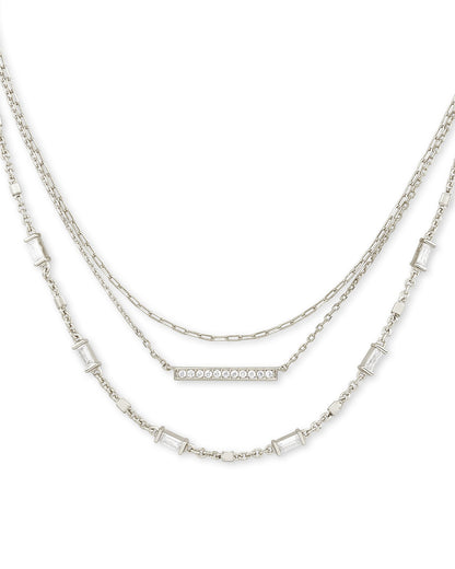 Addison Triple Strand Necklace in Silver