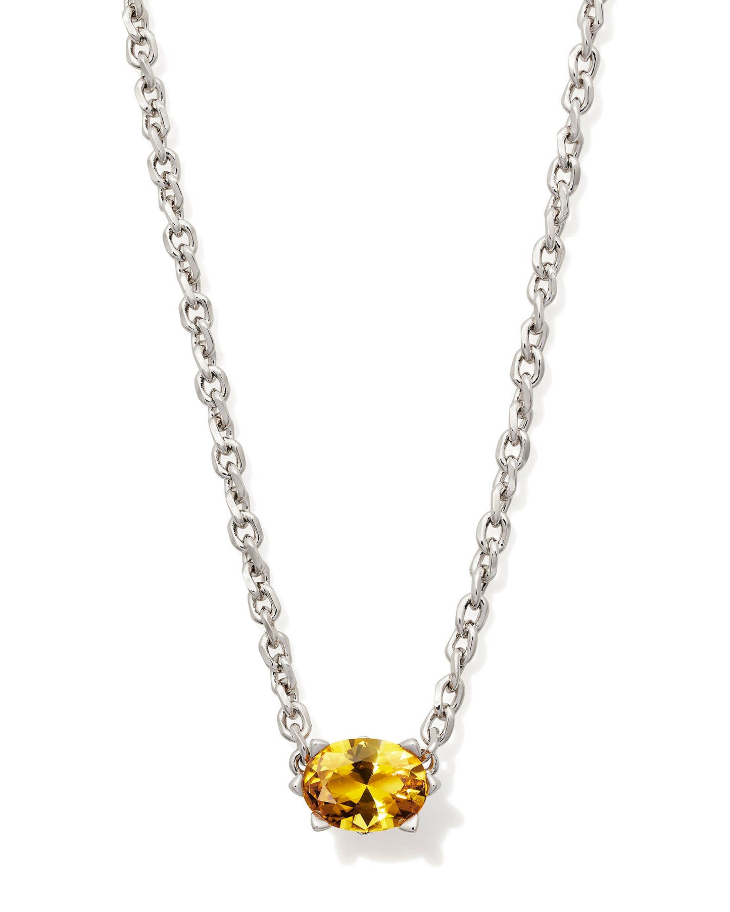 Cailin Silver Pendant Necklace in Golden Yellow Crystal