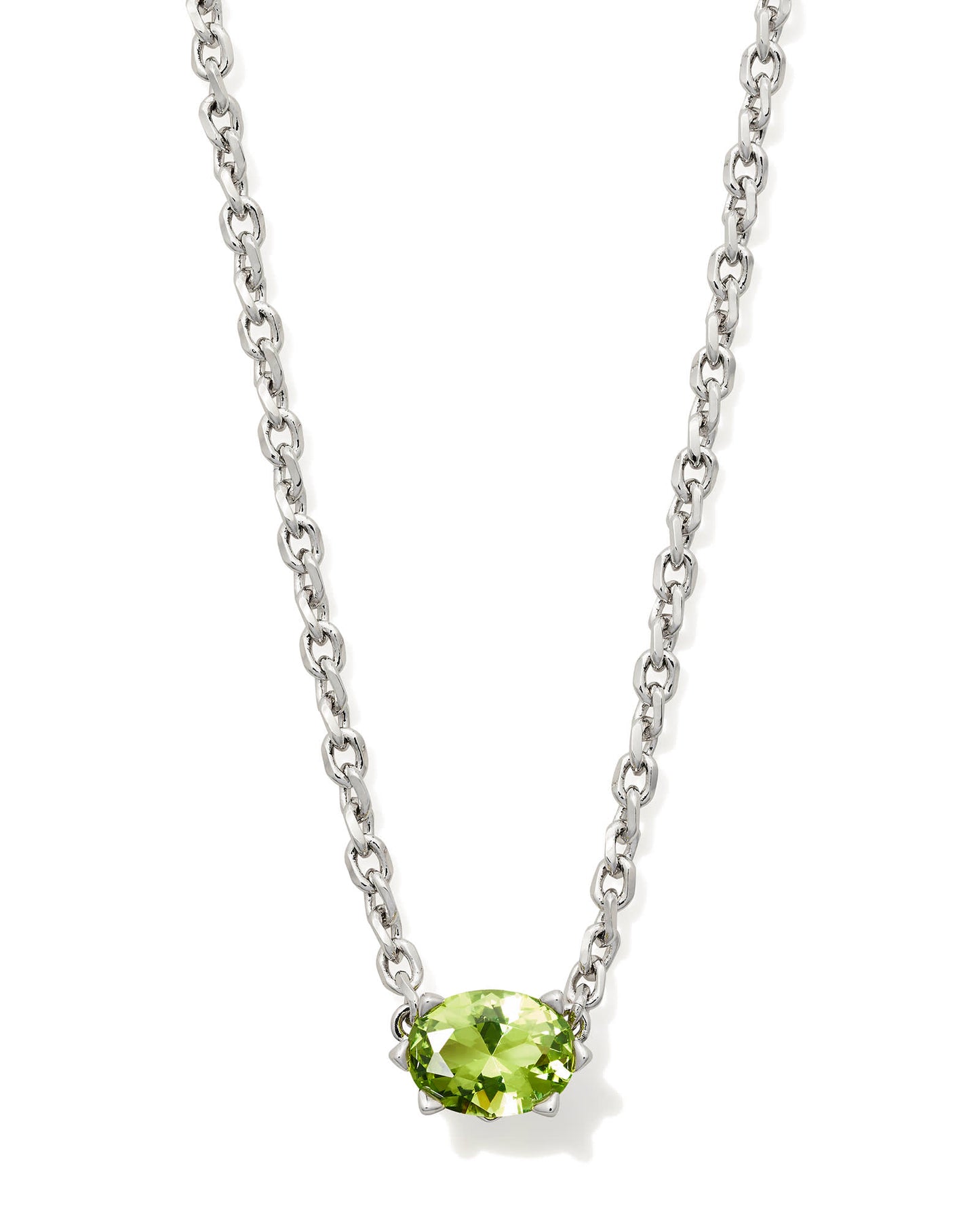 Cailin Silver Pendant Necklace in Green Peridot Crystal