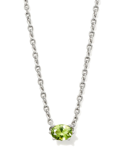 Cailin Silver Pendant Necklace in Green Peridot Crystal