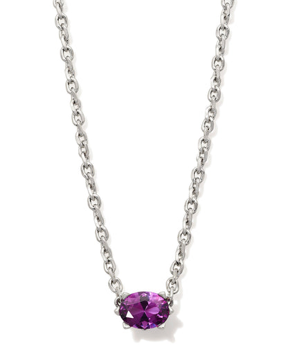 Cailin Silver Pendant Necklace in Purple Crystal