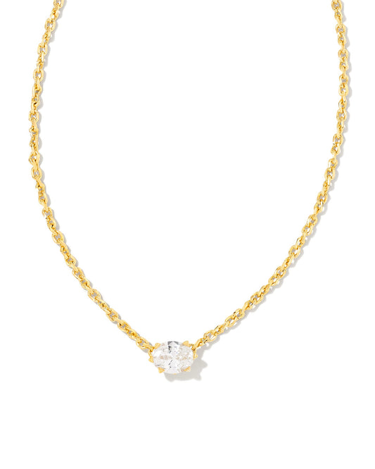 Cailin Gold Pendant Necklace in White CZ
