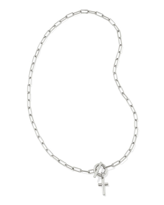Cross Silver Link and Chain Necklace