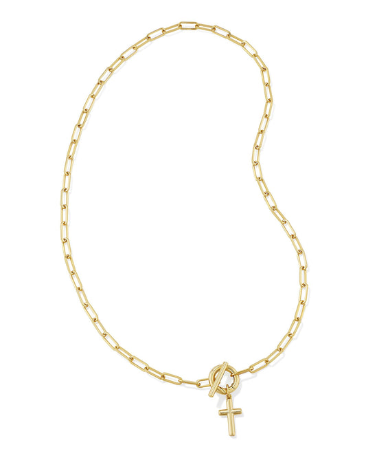 Cross Gold Link and Chain Necklace