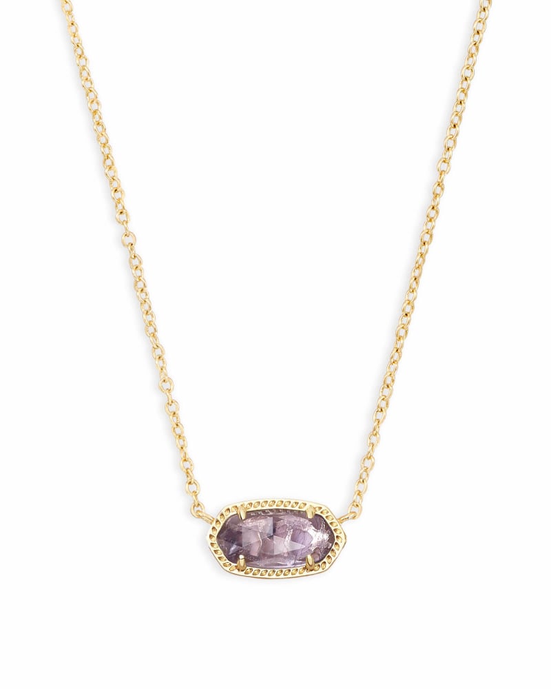 Elisa Gold Short Pendant Necklace In Amethyst