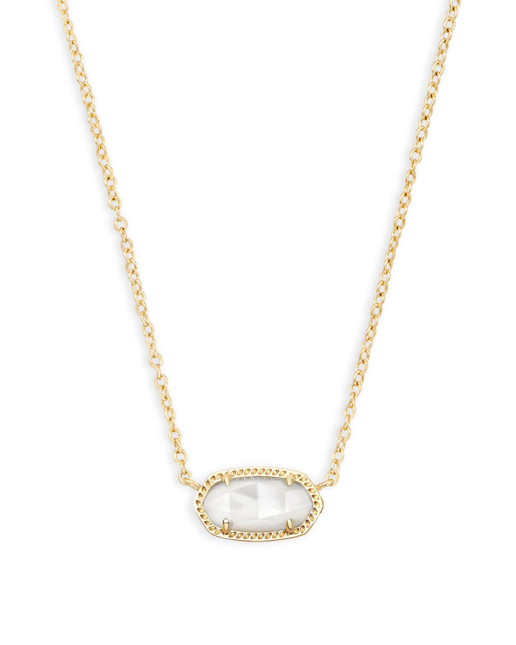 Elisa Gold Pendant Necklace in Ivory Mother-of-Pearl