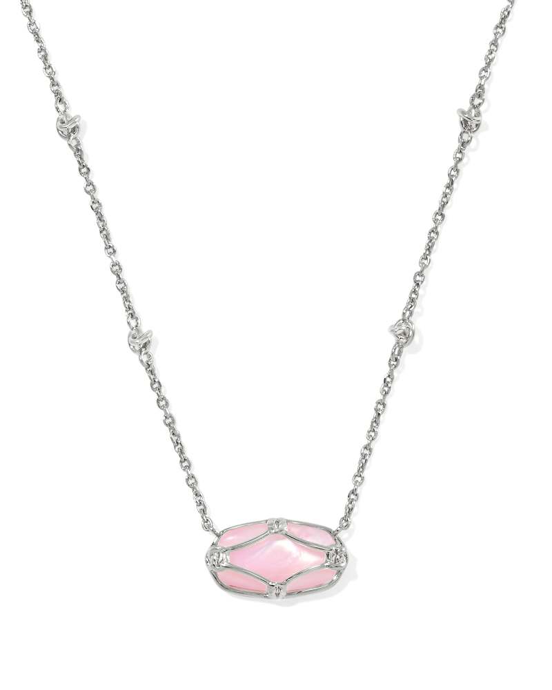 Elisa Lattice Frame Silver Short Pendant Necklace