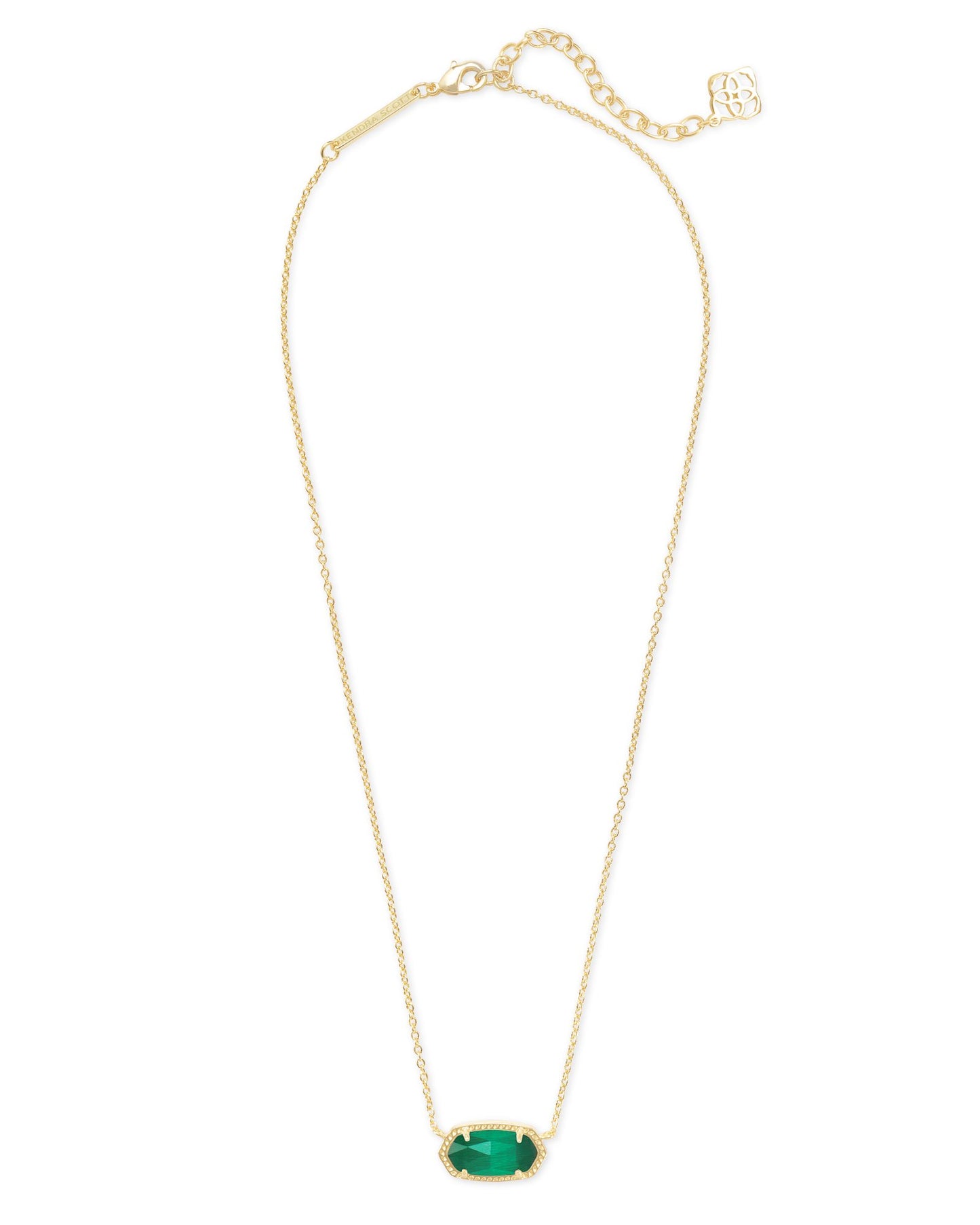 Elisa Gold Pendant Necklace in Emerald Cat’s Eye