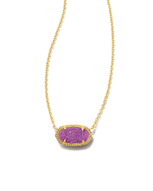 Elisa Gold Pendant Necklace in Mulberry Drusy