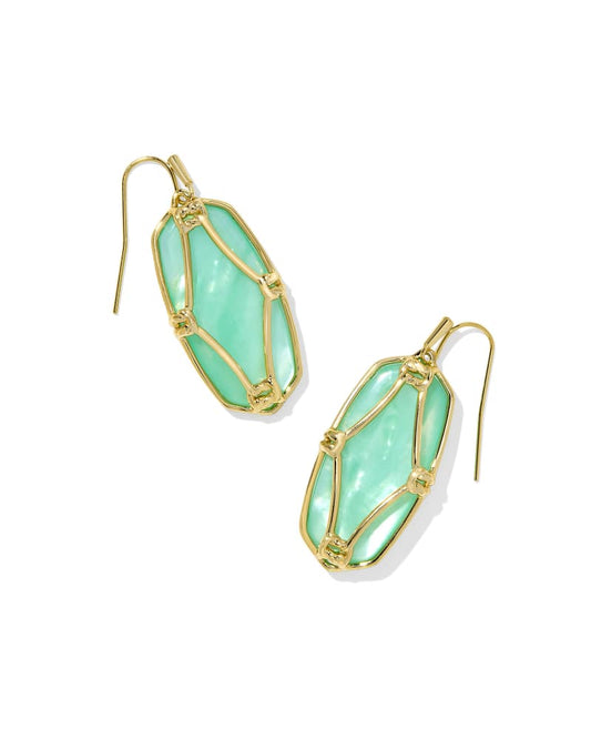 Elle Lattice Frame Gold Drop Earrings