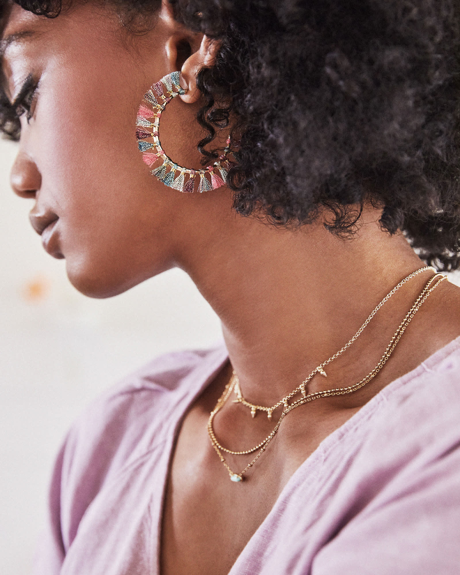 Emilie Silver Multi Strand Necklace in Platinum Drusy