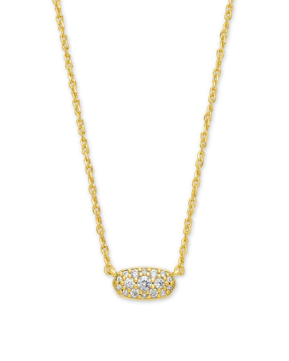 Grayson Gold Pendant Necklace in White Crystal