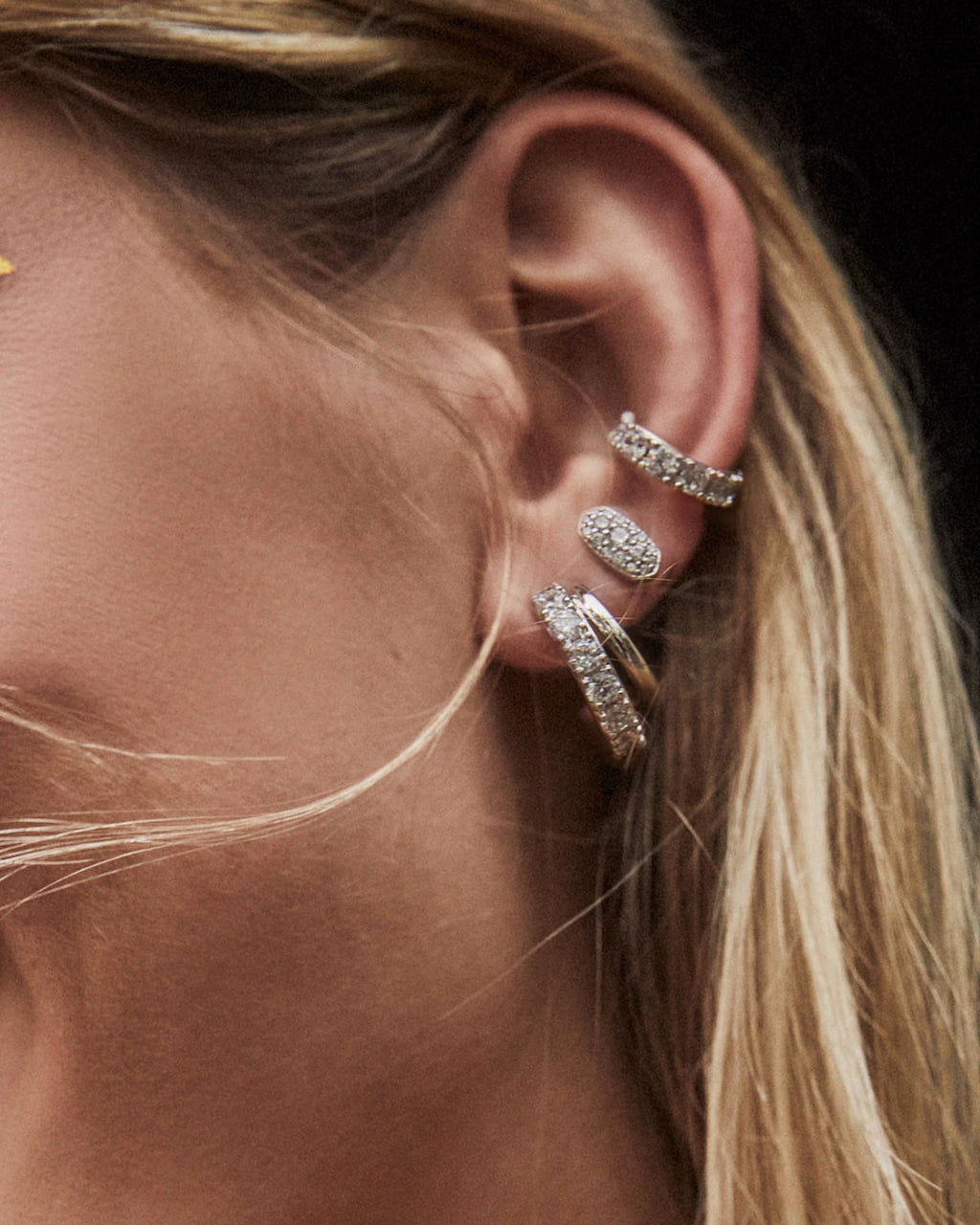 Grayson Silver Stud Earrings in White Crystal