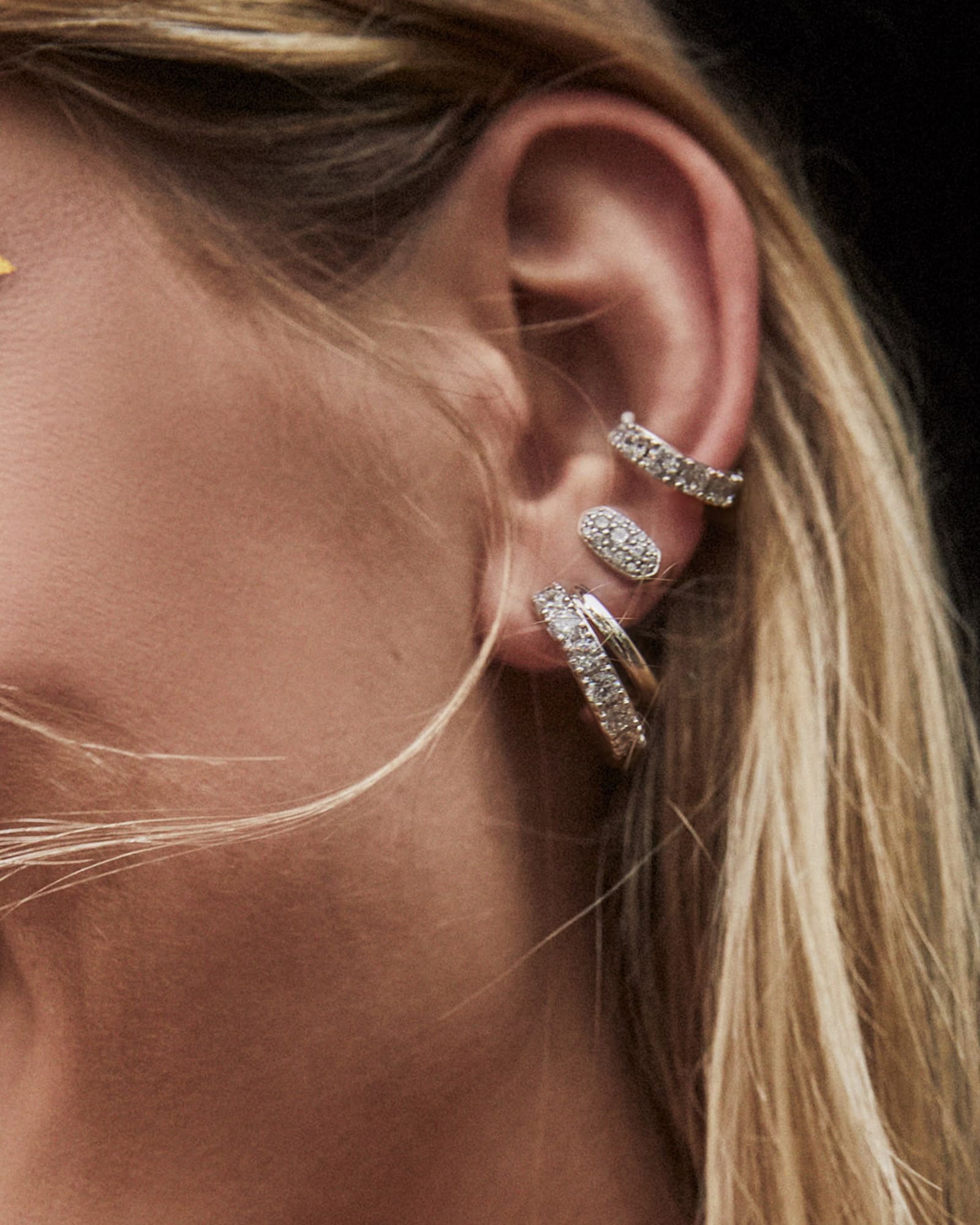 Grayson Silver Stud Earrings in White Crystal