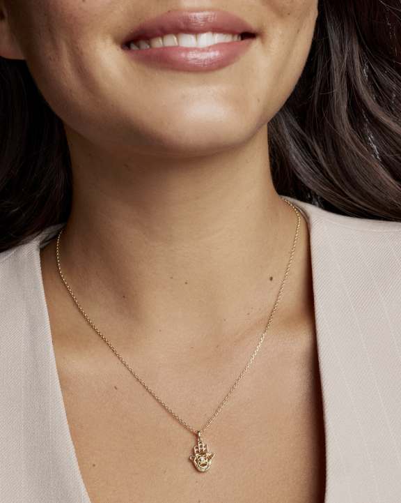 Hamsa Gold Short Pendant Necklace