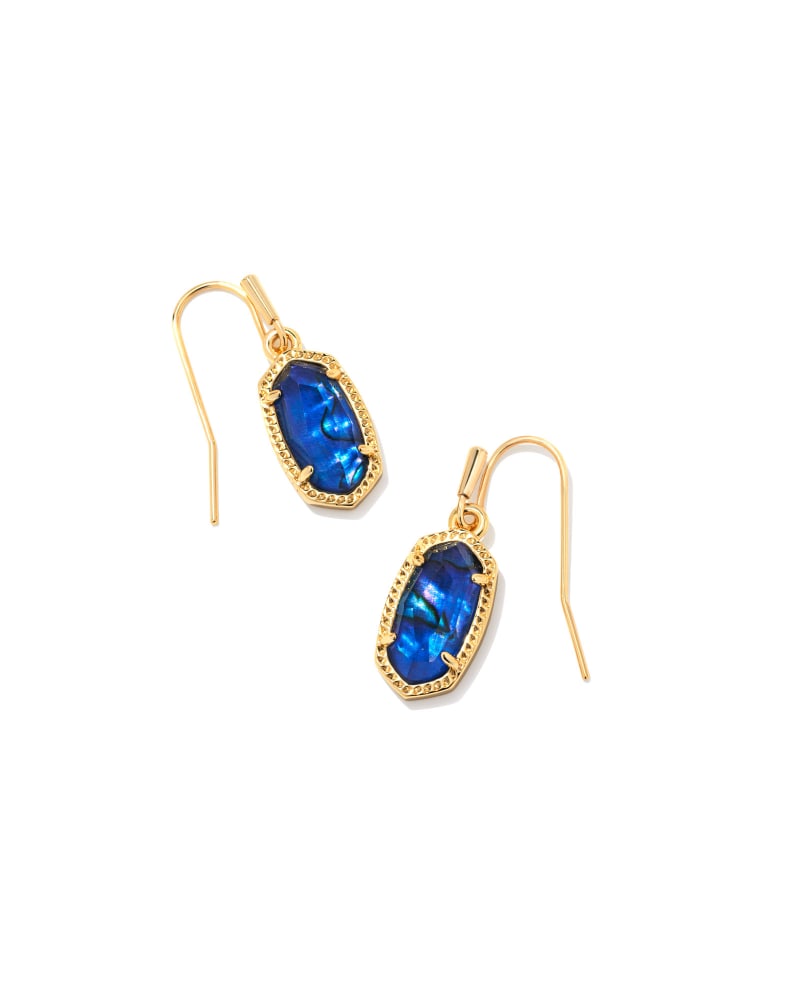 Lee Gold Drop Earrings in Navy Abalone