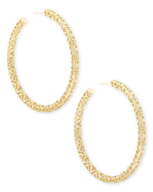 Maggie Hoop Earrings in Gold Filigree