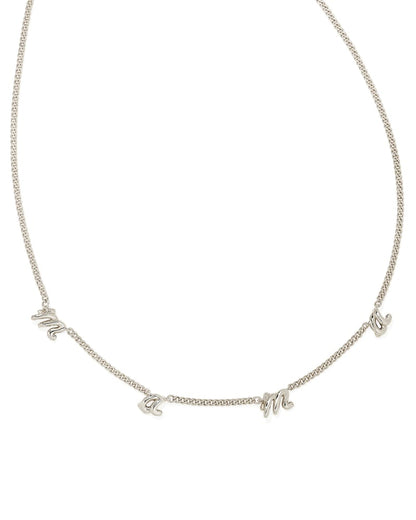 Mama Script Strand Necklace in Silver