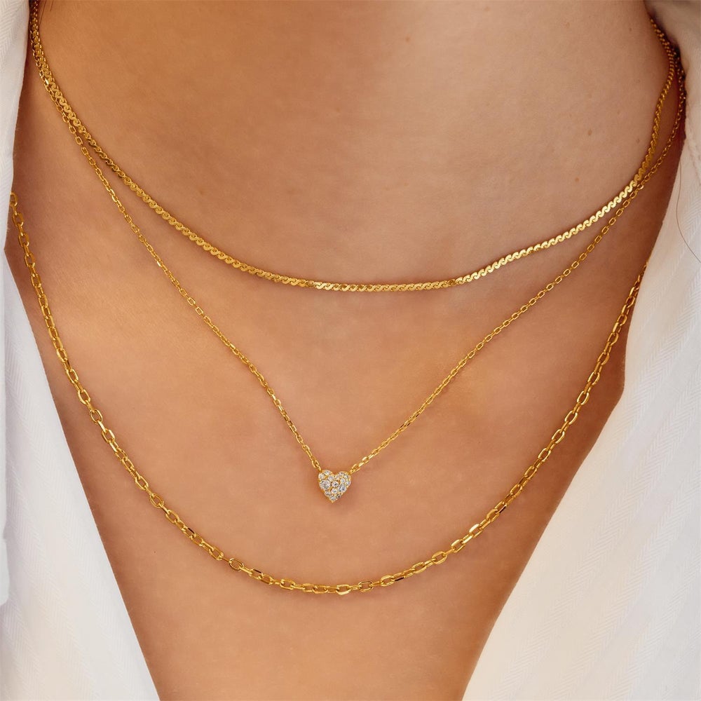 Gold Pavé Heart Necklace