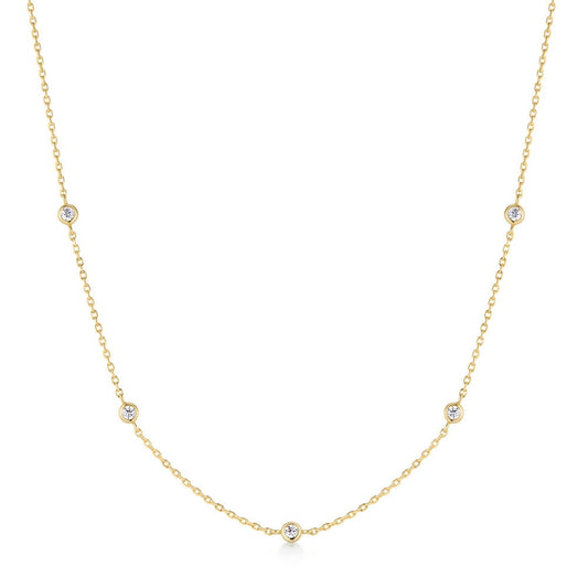 Gold Classic Bezel-Set Station Necklace