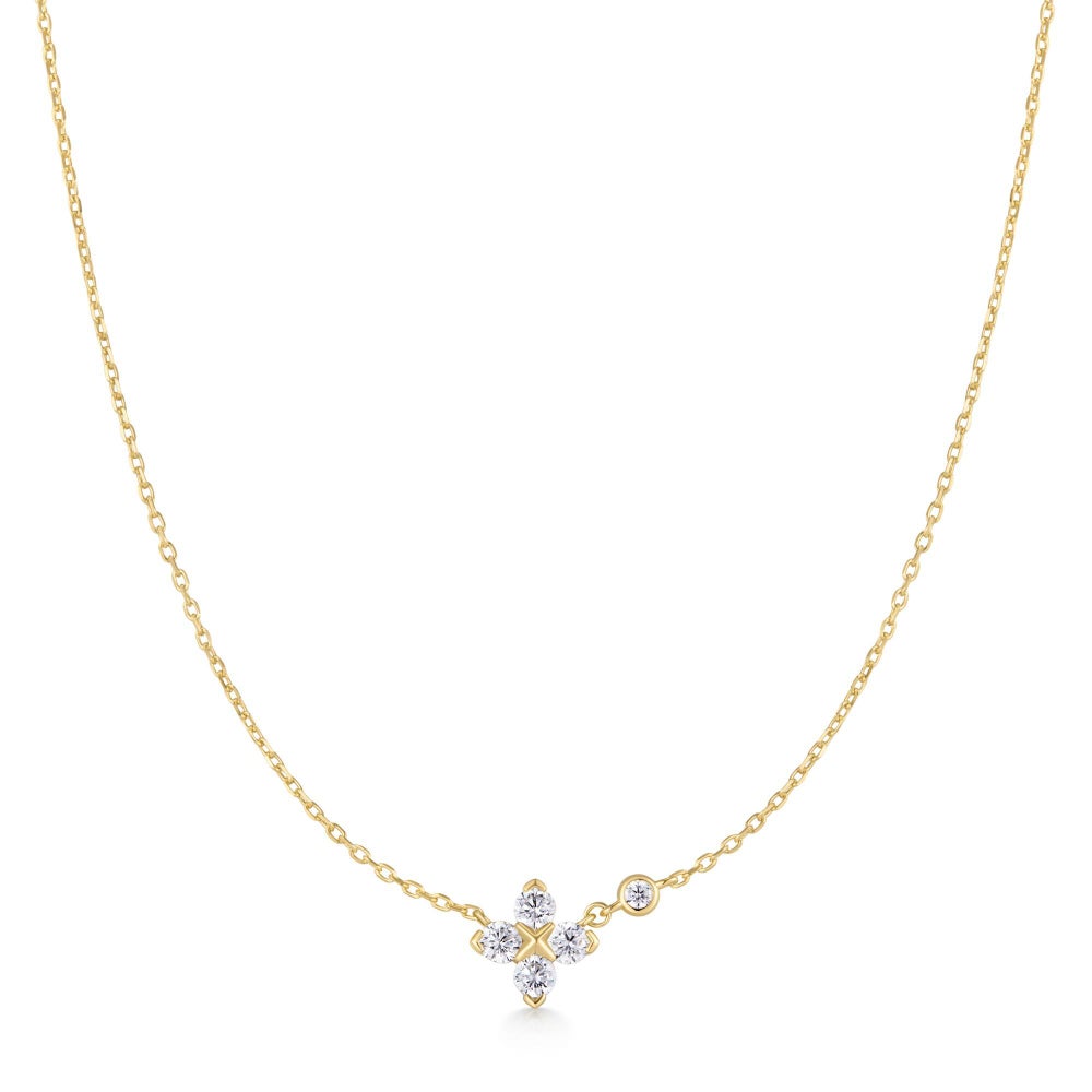 Gold Sparkling Lucky Clover Necklace