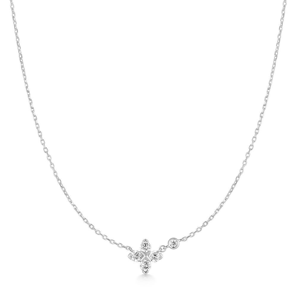 Silver Sparkling Lucky Clover Necklace