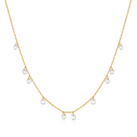 Gold Droplet Station Necklace