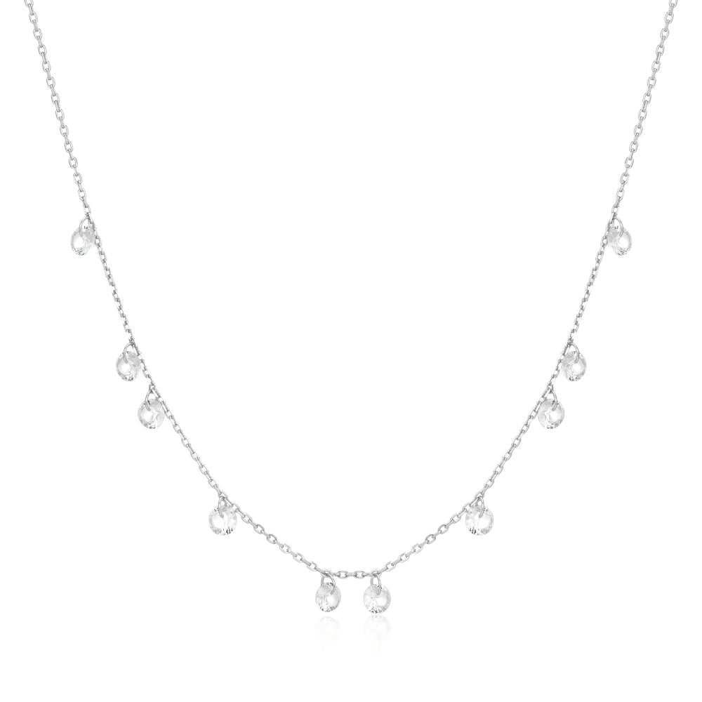 Silver Droplet Station Necklace