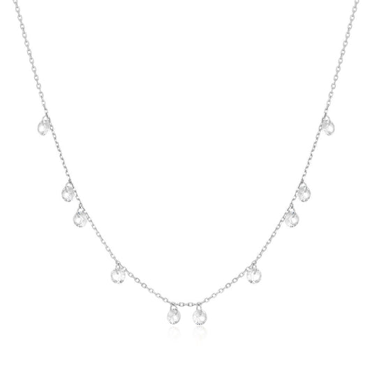 Silver Droplet Station Necklace