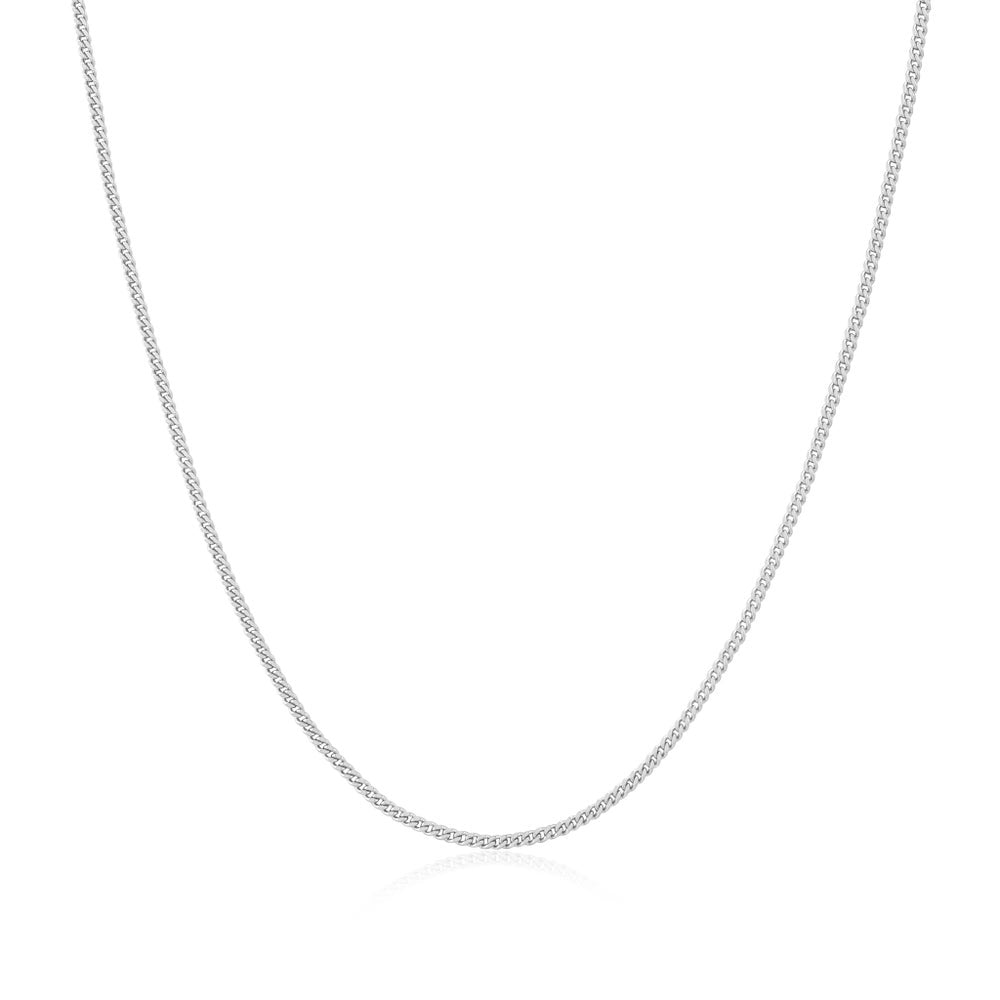 Silver Slim Curb Link Chain Necklace