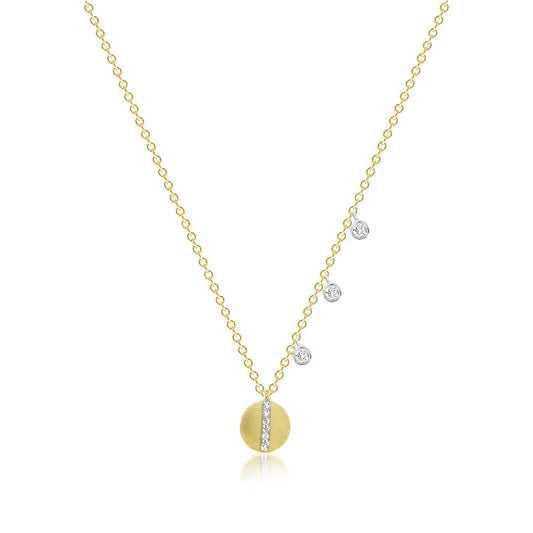 Delicate Diamond Disc Necklace with Off-centered Bezels