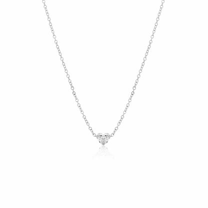 White Gold Drilled Heart Diamond Necklace