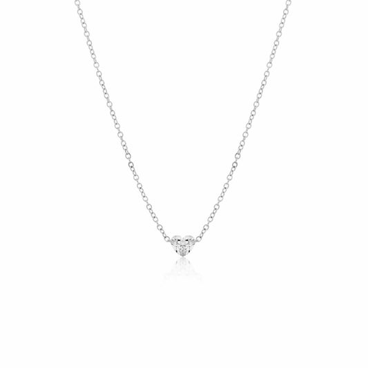 White Gold Drilled Heart Diamond Necklace