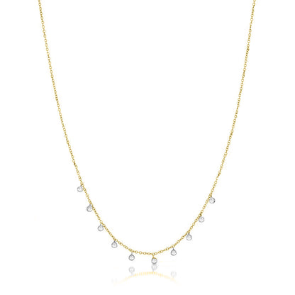 Yellow Gold Necklace with 10 Diamond Bezels